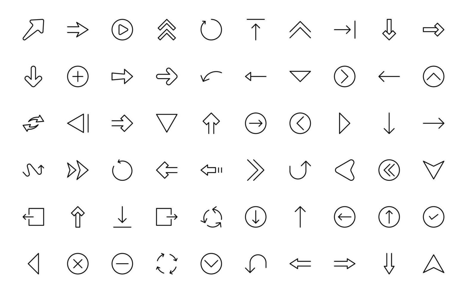 Dynamic Circle and Arrow Icons. Navigation, Directional Signs, Workflow Diagrams, User Interface Design, and Infographic Enhancements Versatile minimal line icon Collection vector