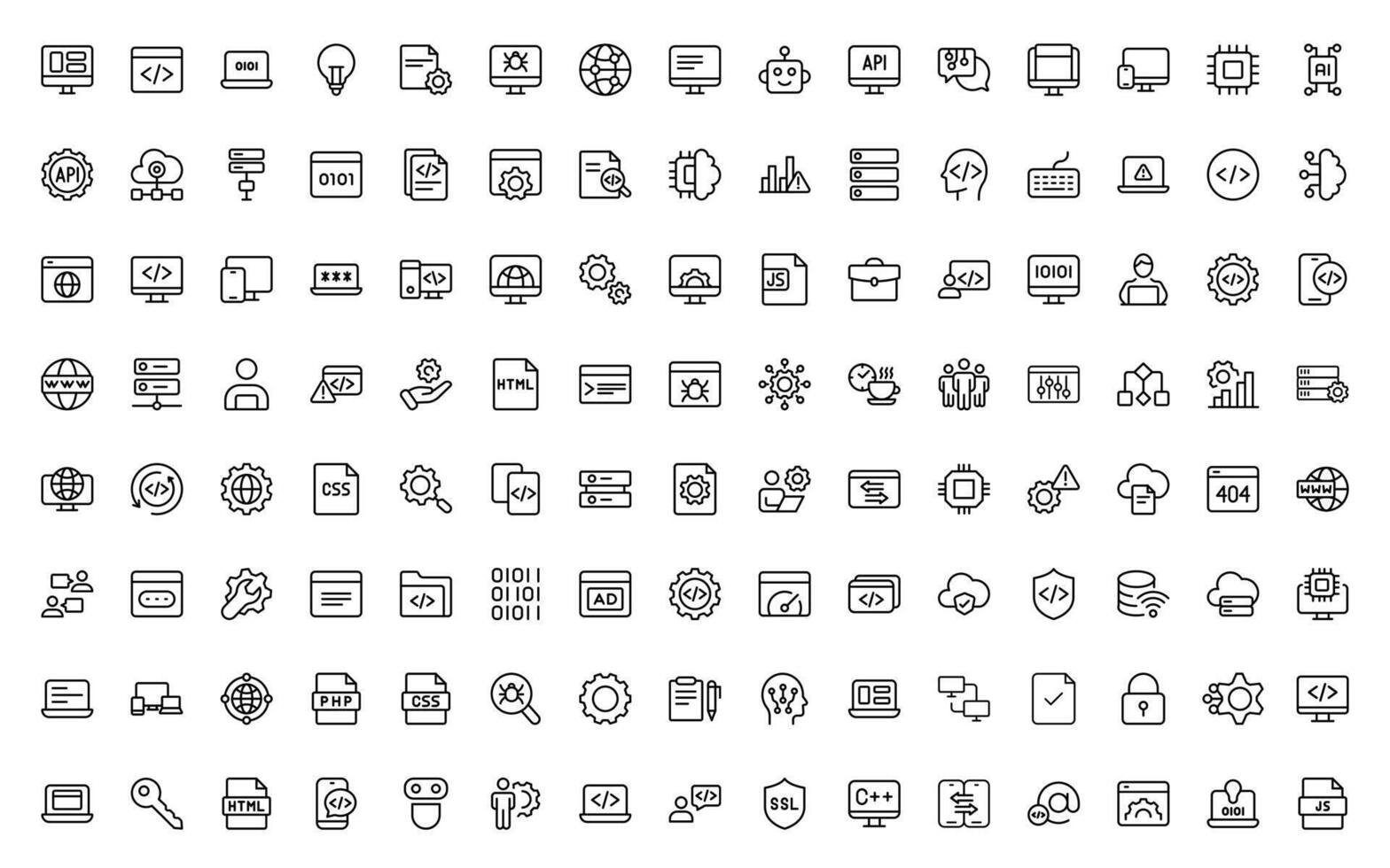 Collection of programming icons vector