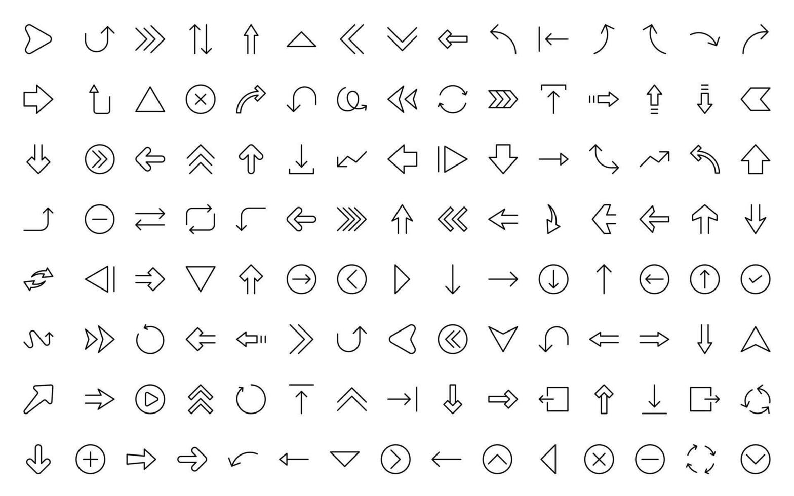 Dynamic Circle and Arrow Icons. Navigation, Directional Signs, Workflow Diagrams, User Interface Design, and Infographic Enhancements Versatile minimal thin line Collection vector