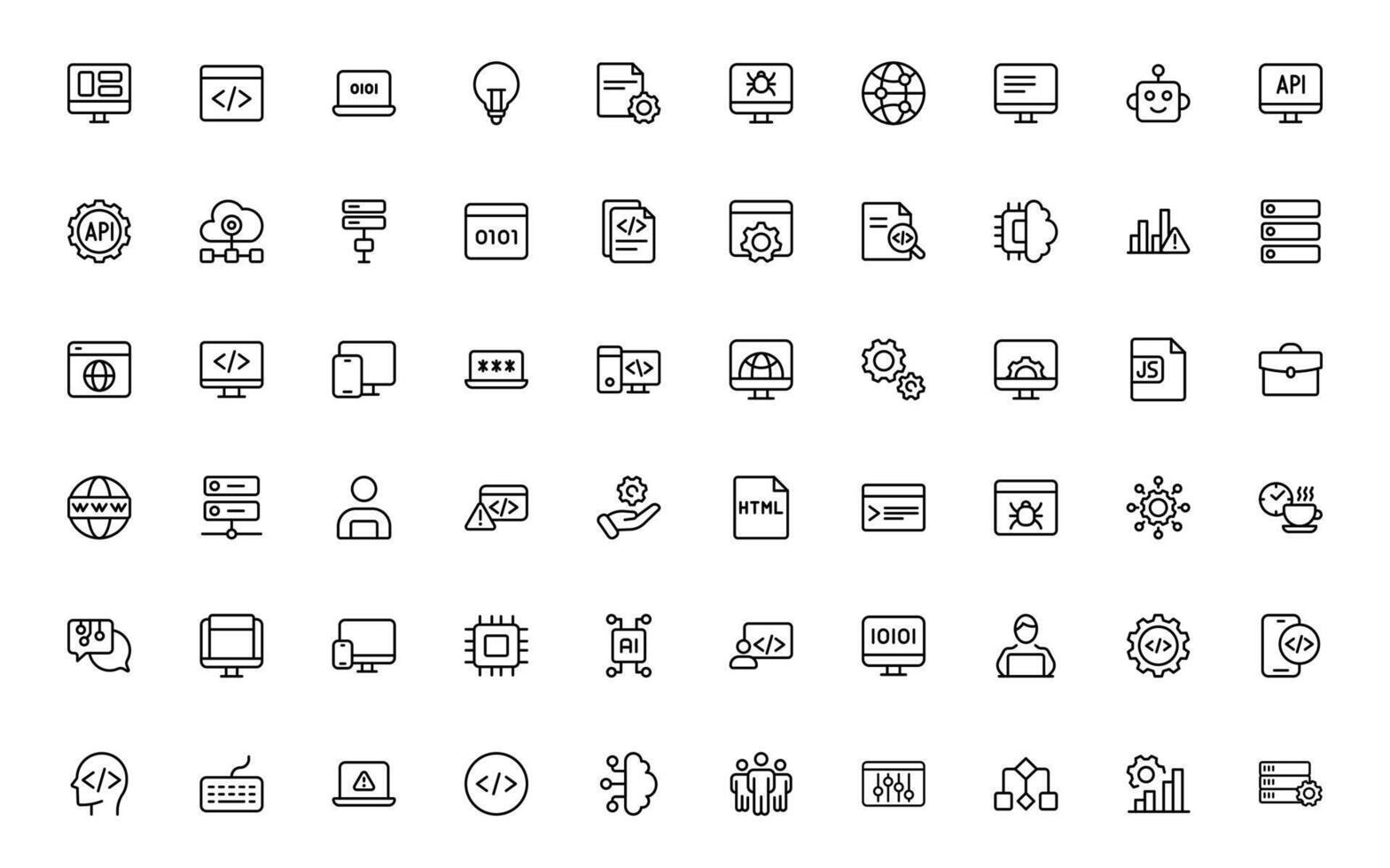 Icons representing programming and technology concepts vector