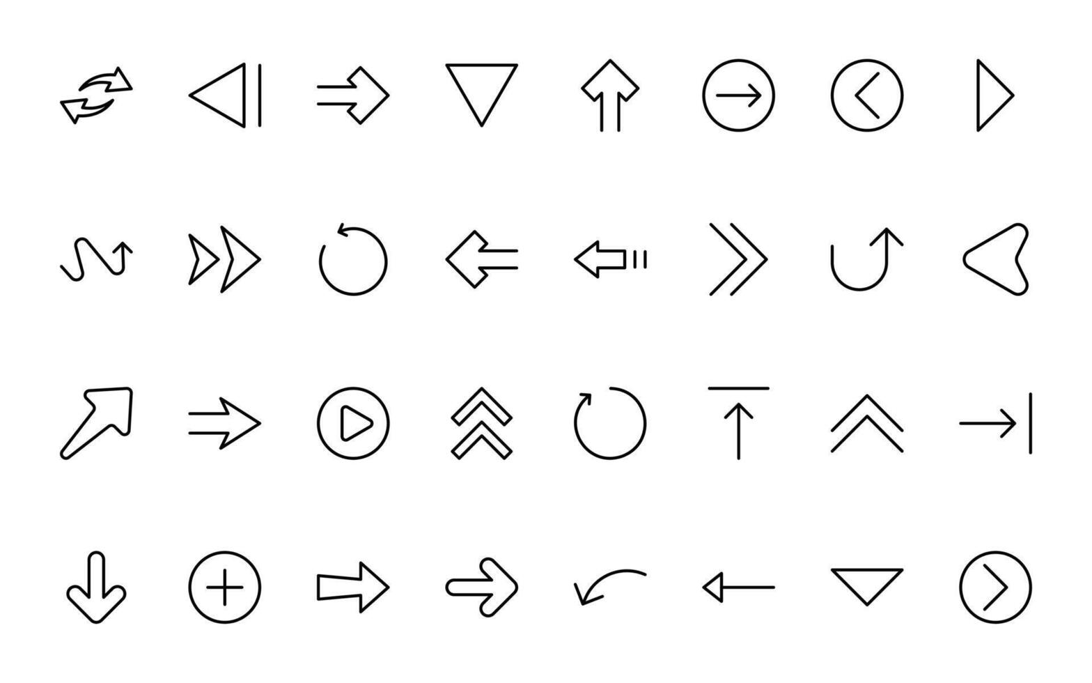 Dynamic Circle and Arrow Icons. Navigation, Directional Signs, Workflow Diagrams, User Interface Design, and Infographic Enhancements minimal thin line icon Collection vector
