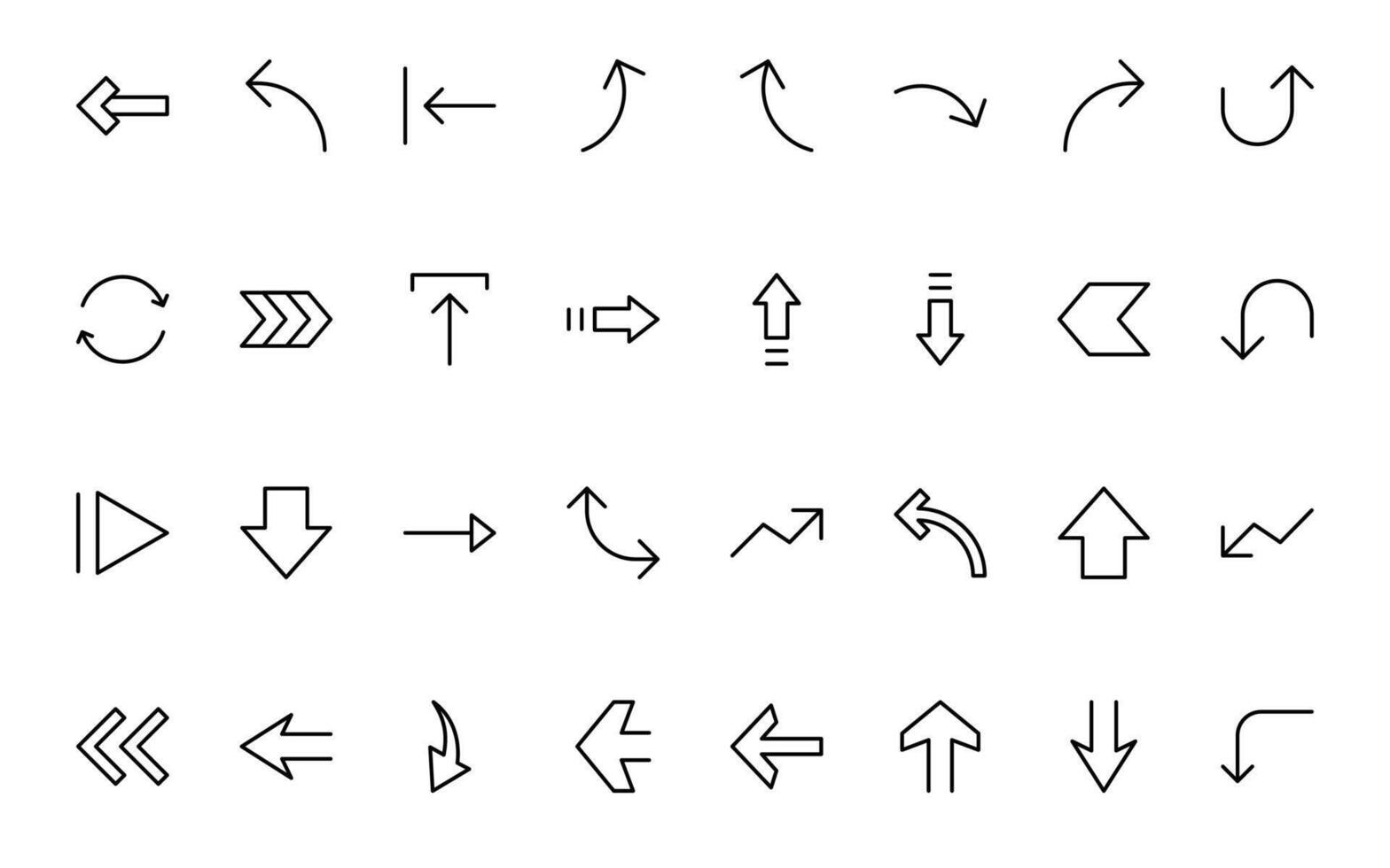 Dynamic Circle and Arrow Icons. Navigation, Directional Signs, Workflow Diagrams, User Interface Design, and Infographic Enhancements minimal line icon set vector