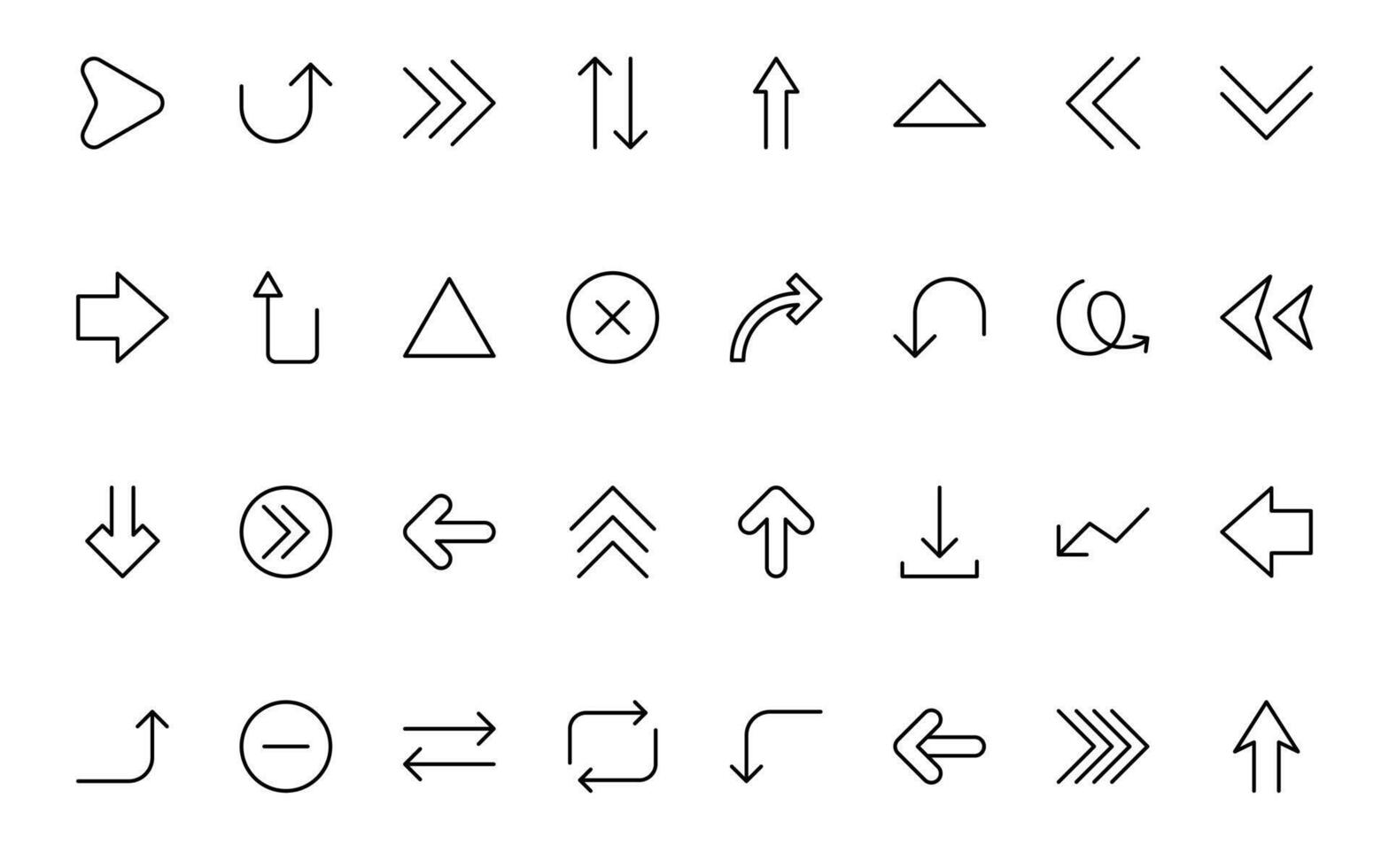 Dynamic Circle and Arrow Icons. Navigation, Directional Signs, Workflow Diagrams, User Interface Design, and Infographic Enhancements Versatile minimal thin icon set vector