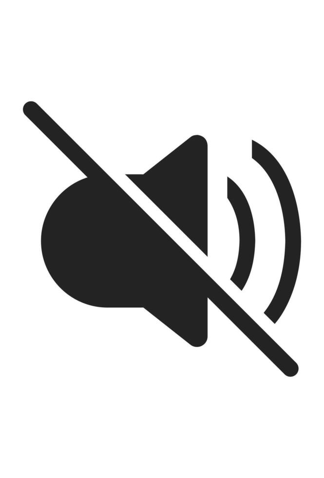 Mute speaker icon with a diagonal slash. Silent mode or volume turned off symbol. Audio control button for digital interfaces. vector