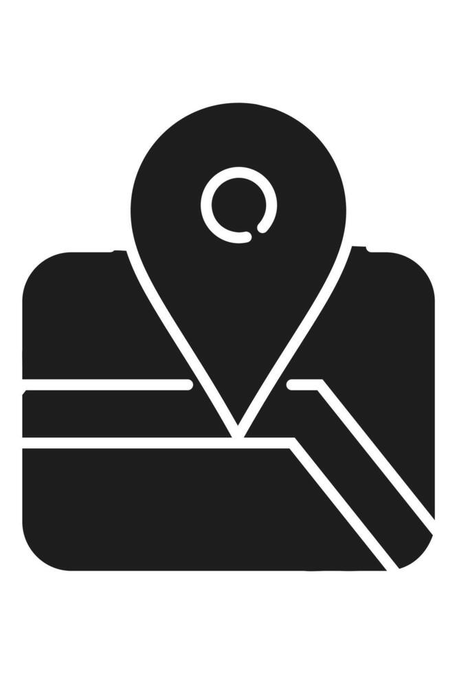 Map with a dark location pin or marker icon. GPS navigation and travel destination symbol. Position and address pointer on a street map. vector