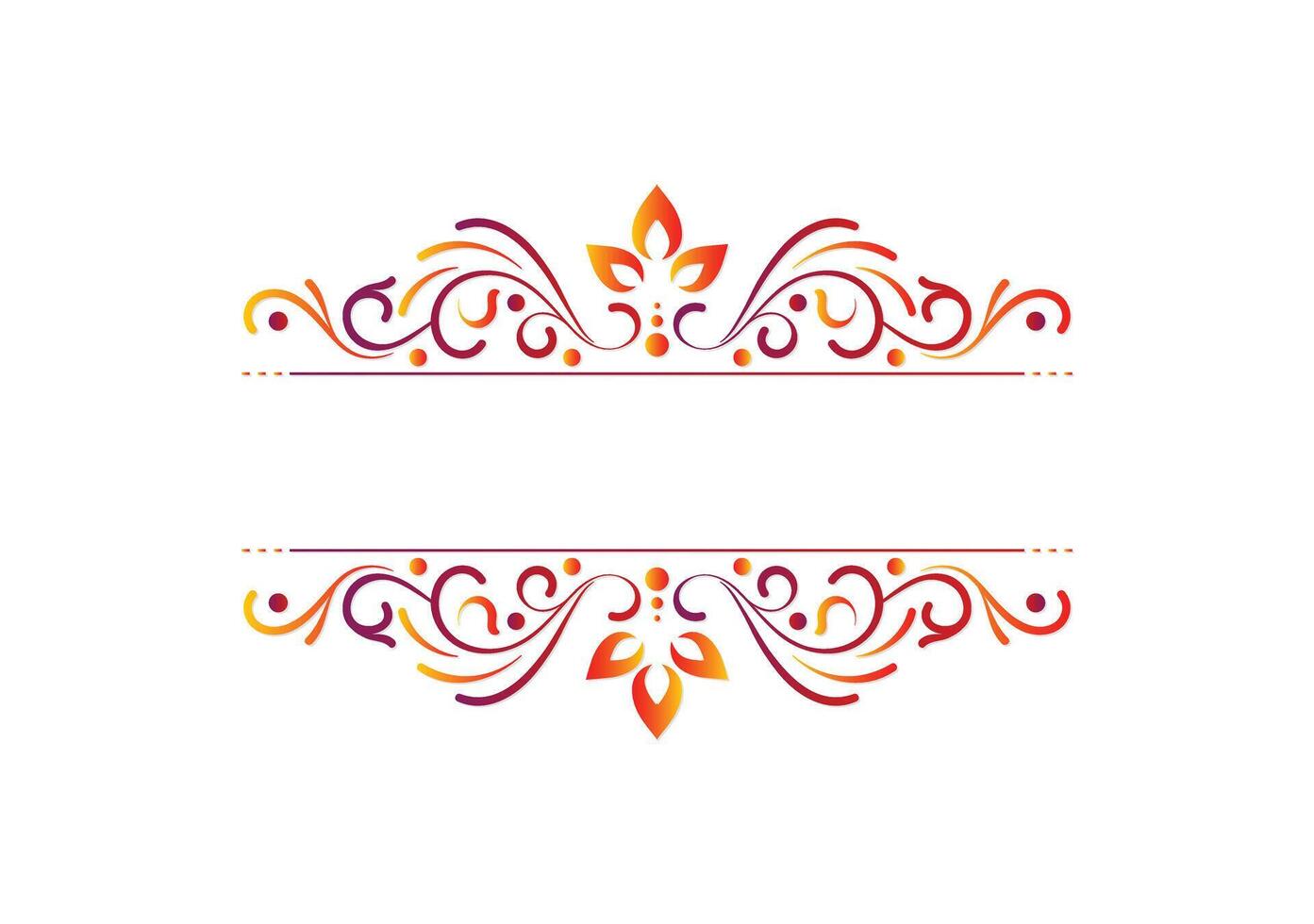 Gradient Floral Swirl Frame Ornament Element for Greeting Card Design vector