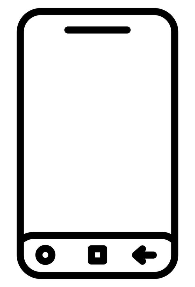 Outline icon of a modern smartphone or cellphone. Minimalist line drawing of a mobile device screen. Simple line art of a smartphone with buttons. vector