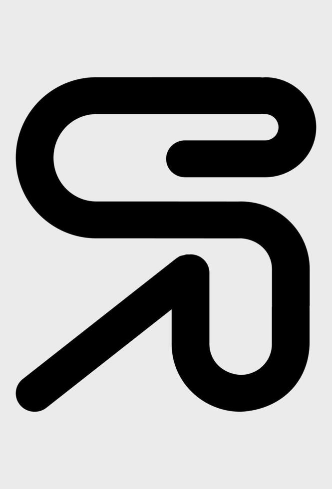 Modern logo combining S and R letters or monogram. Abstract bold line with a rising arrow or swoosh. Icon of a stylized S and R letters in black. vector