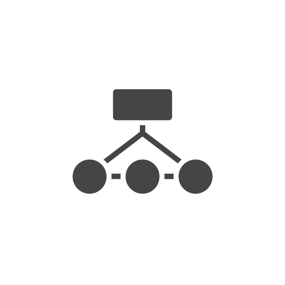 Process flowchart icon with connected nodes for workflow visualization and data mapping vector
