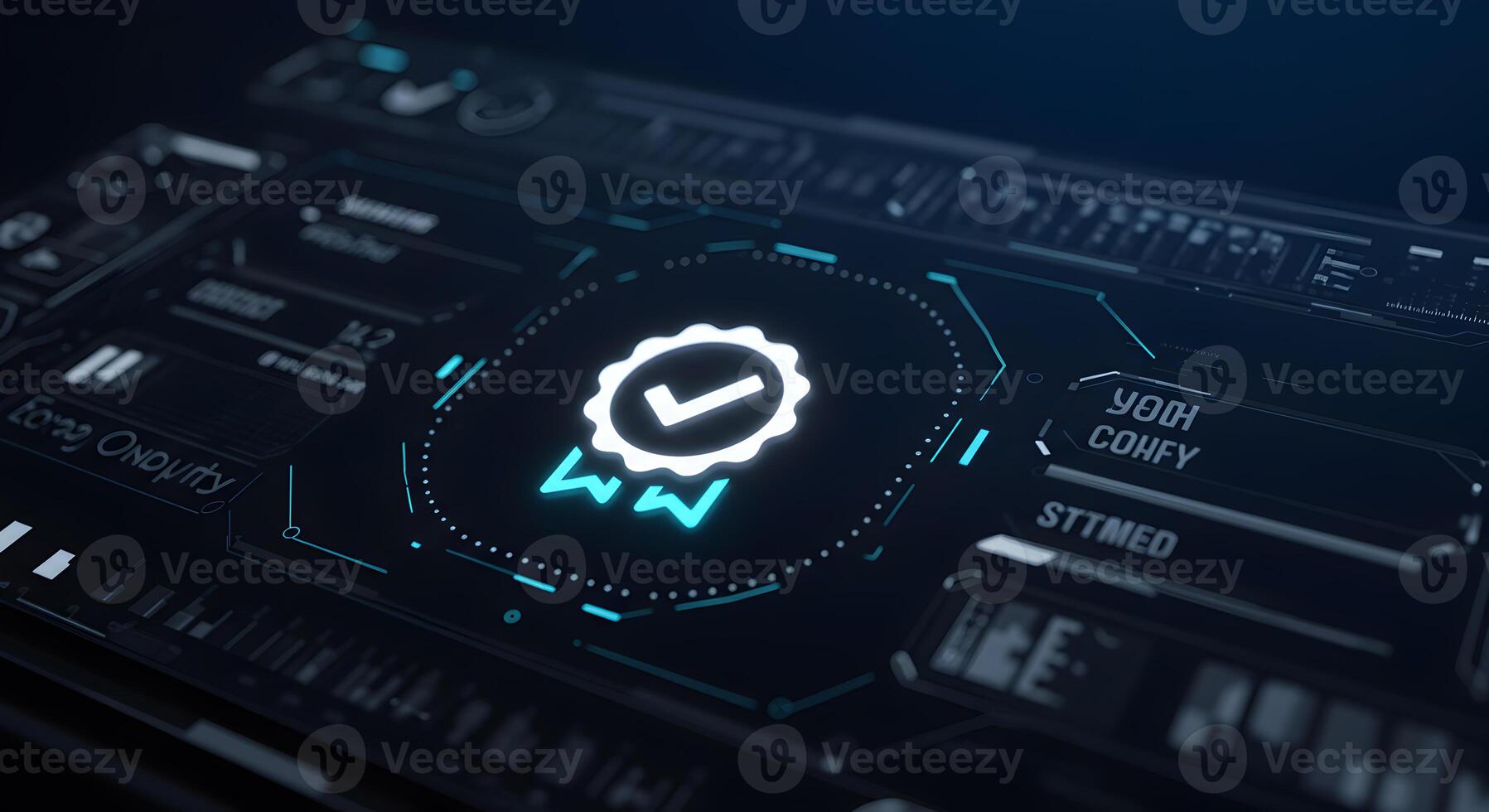 Cybersecurity Approved Seal of Approval on Futuristic Tech Interface Digital Security and Data Protection Concept photo