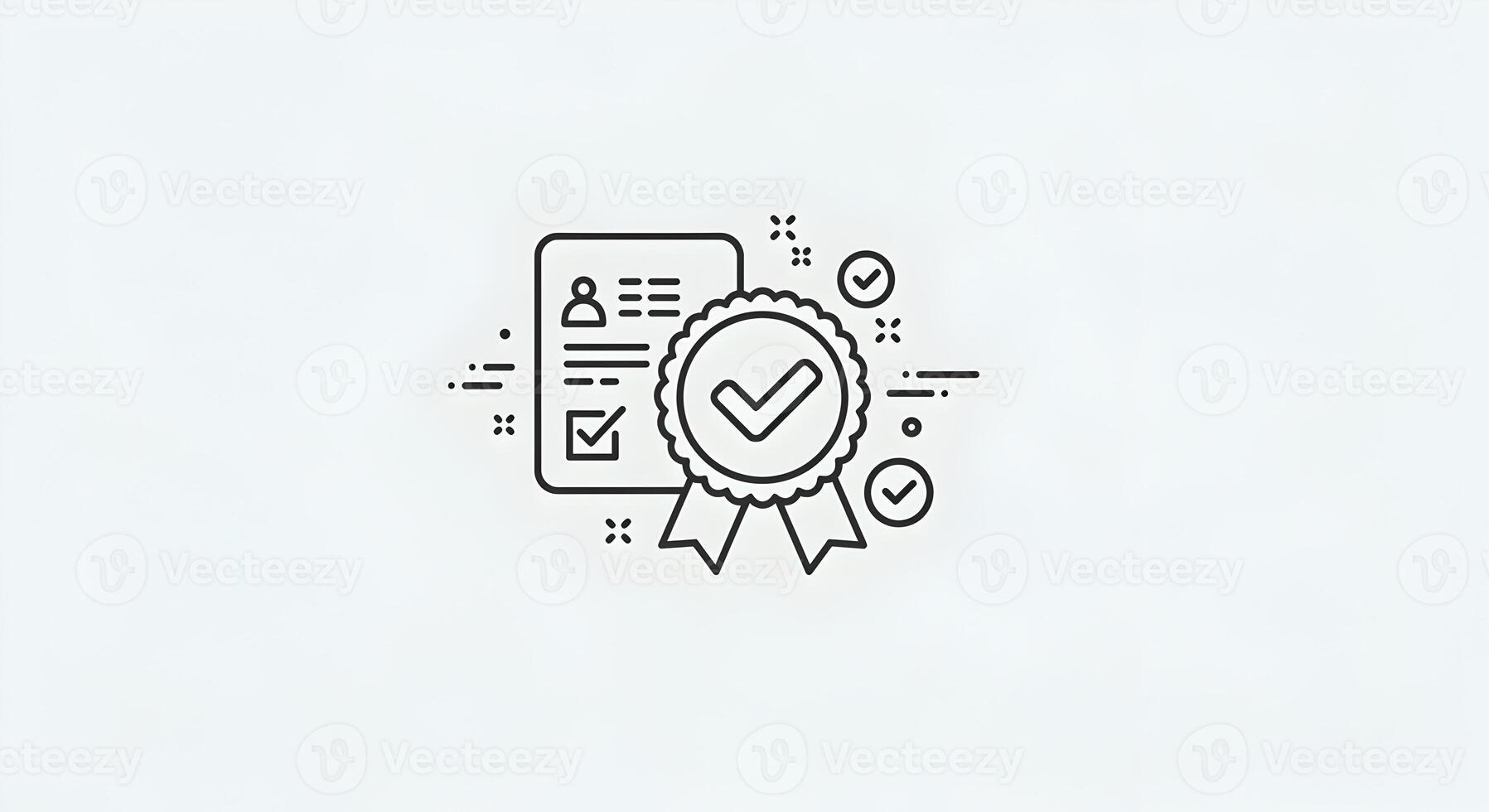 Awardwinning certificate with check marks signifying achievement quality and success The image is a minimalist line art design perfect for illustrating concepts related to verification validation and photo