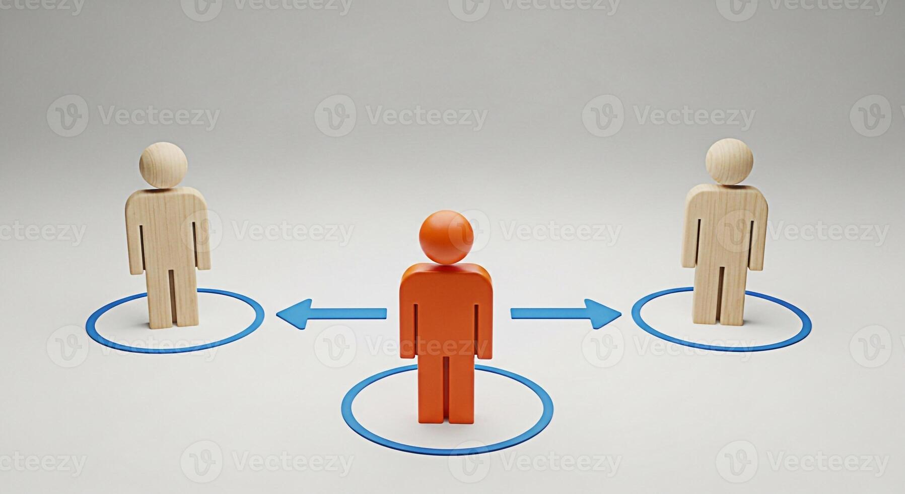 Conceptual illustration showing connection and communication between people in a network system photo