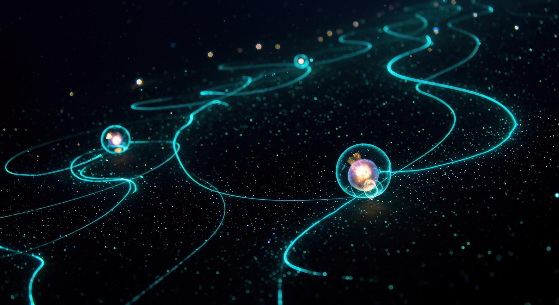 Quantum network data stream with particle connection photo
