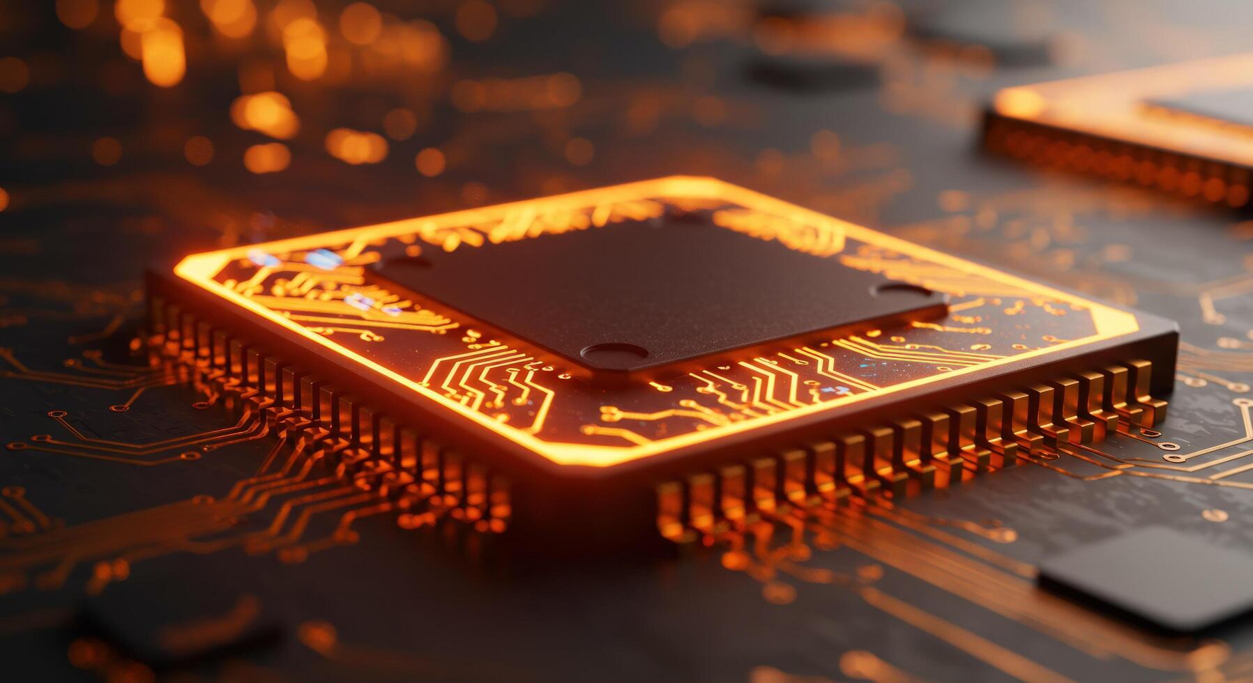 Advanced microchip processor close up high tech computing photo