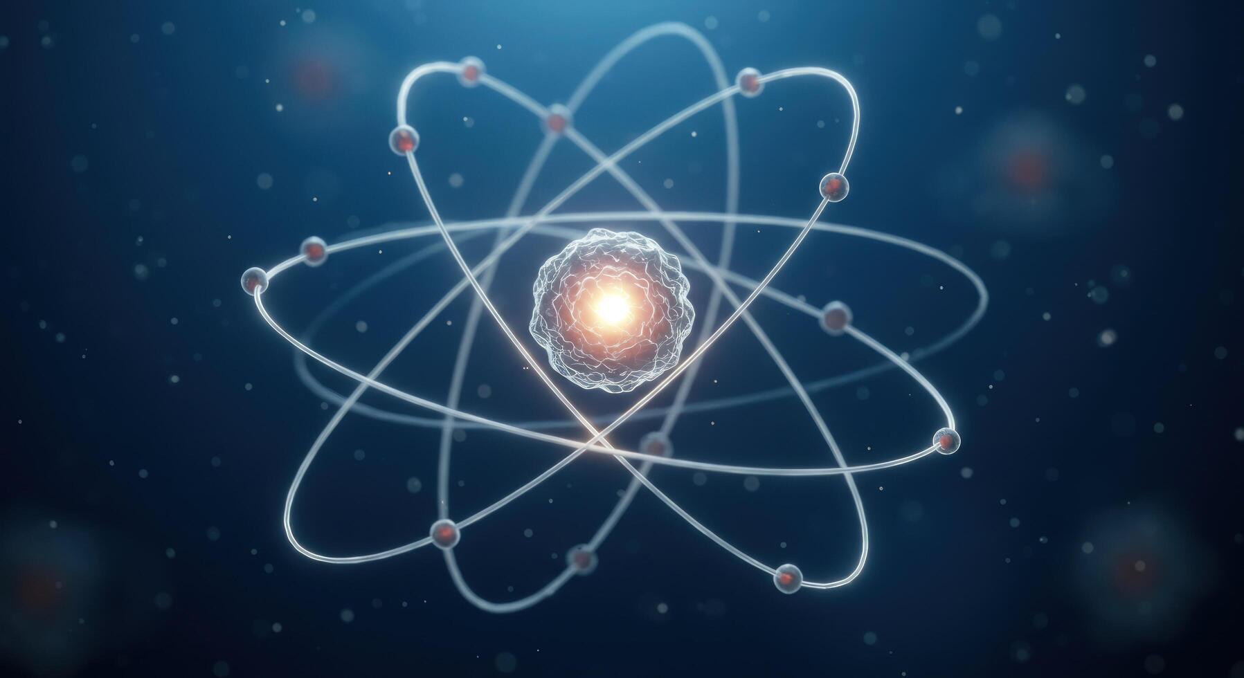 Atom model structure representation for science and technology photo