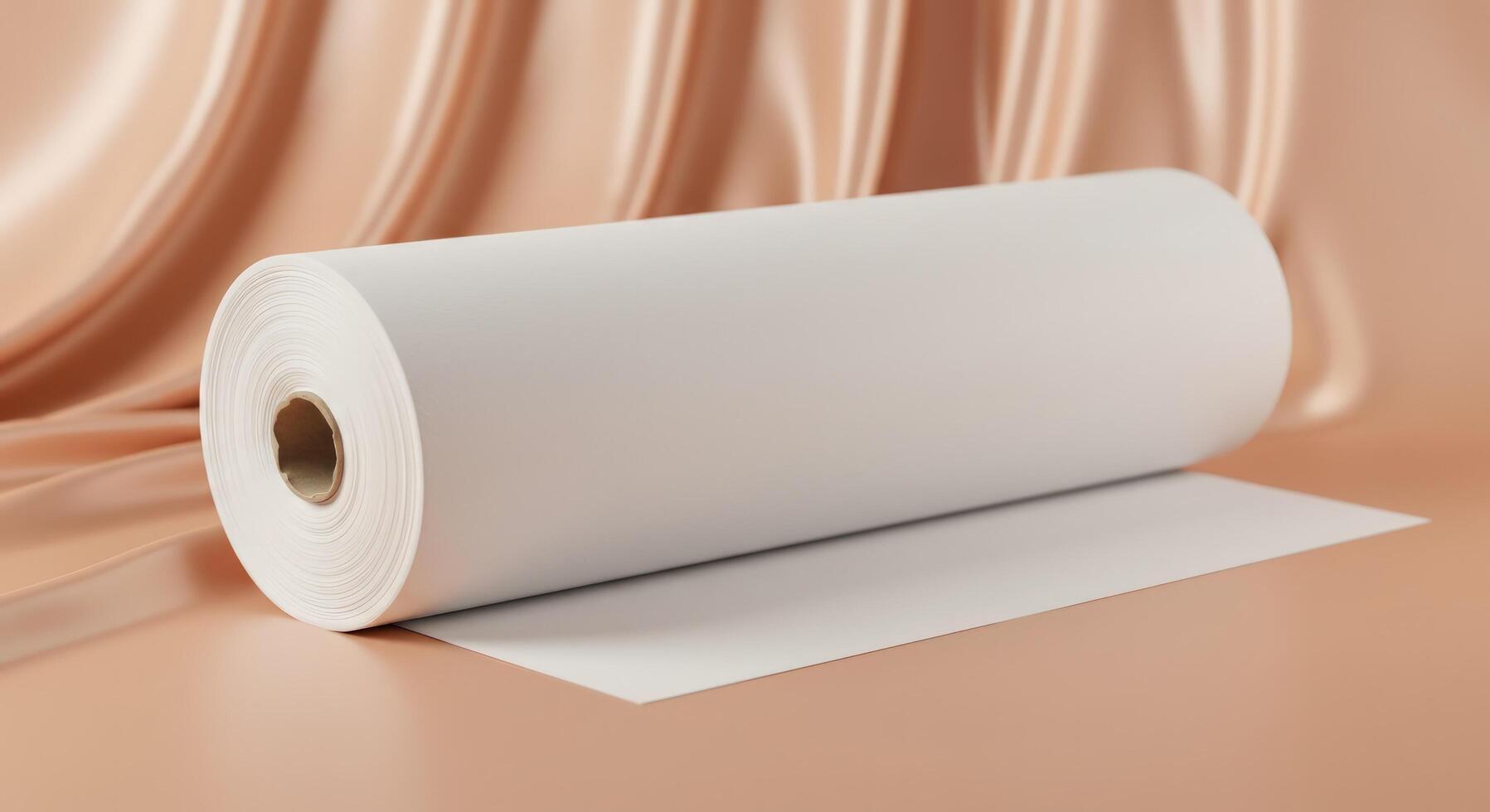 Roll of paper with background fabric in studio setting photo