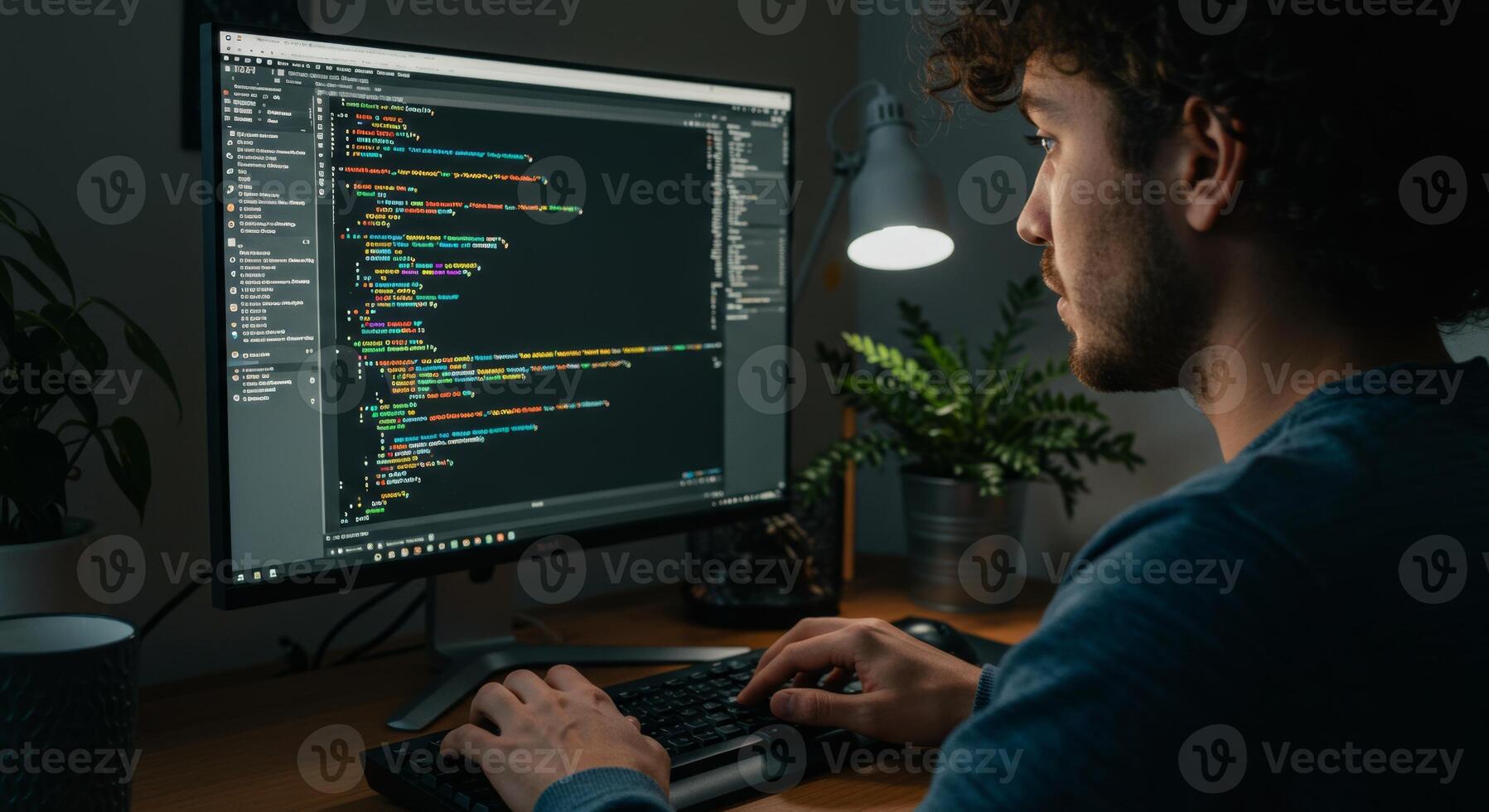 programación codificación software desarrollo eso profesional trabajando en computadora mecanografía código tarde a noche foto