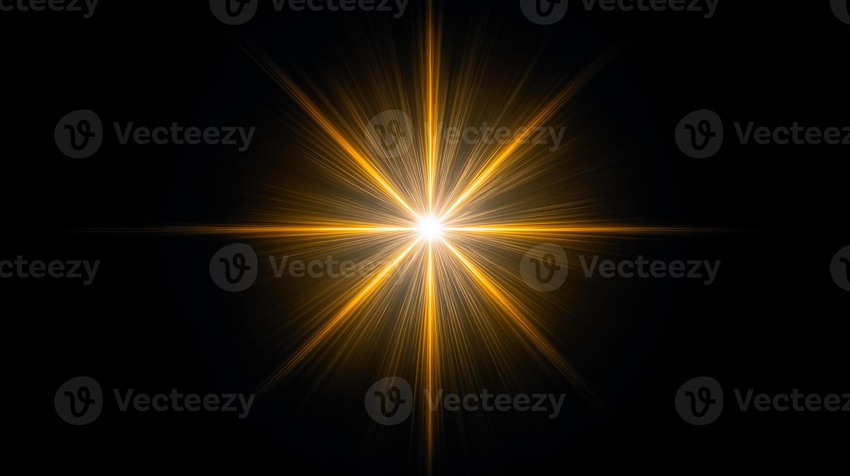Radiant golden starburst with multiple beams against a dark backdrop creating a celestial effect photo
