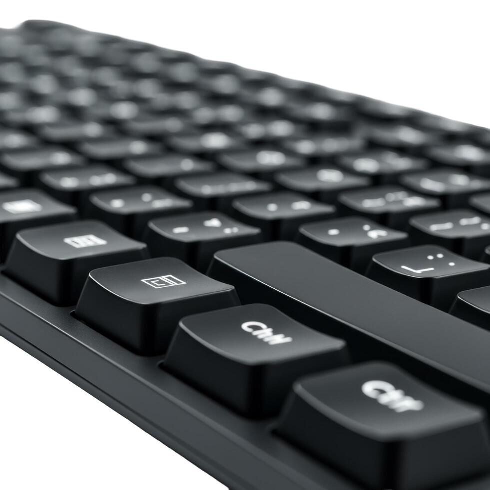 A close up view of a black computer keyboard with focus on the control and windows keys area photo