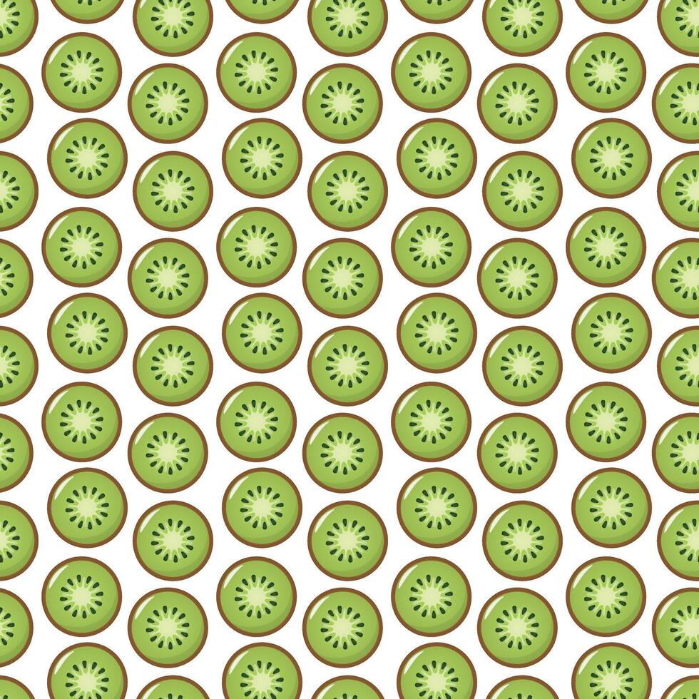 Seamless pattern with a kiwi slice. Repeating background of a healthy fruit. vector