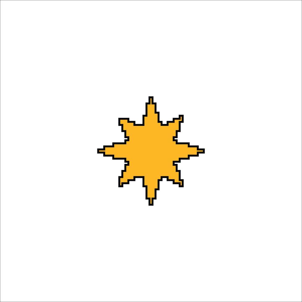 Geometric yellow starburst Retro 8bit game style Xmas icon isolated on white background vector