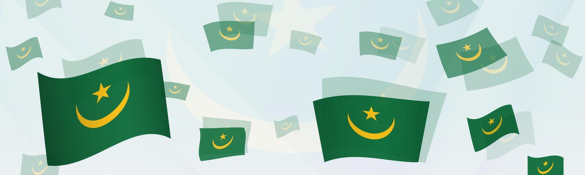 Mauritania flag-themed abstract design on a banner. Abstract background design with National flags. vector