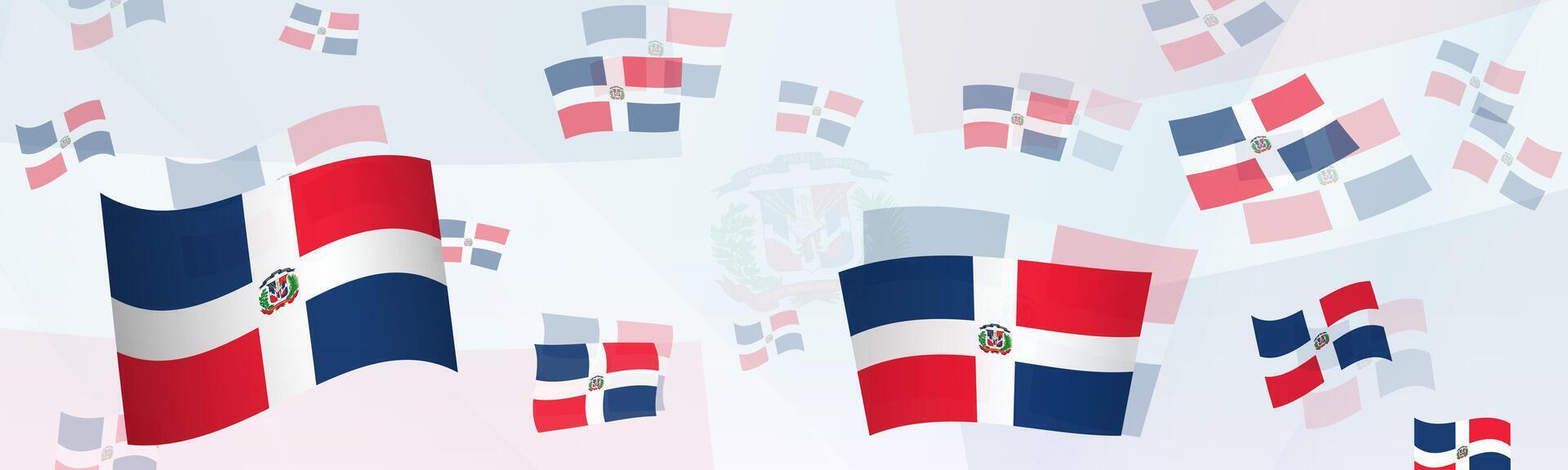 Dominican Republic flag-themed abstract design on a banner. Abstract background design with National flags. vector