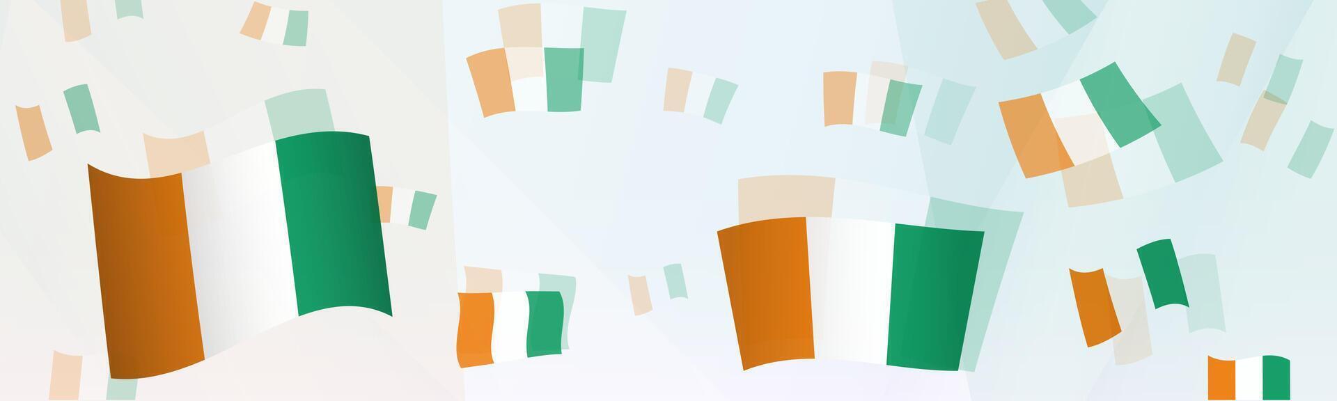 Ivory Coast flag-themed abstract design on a banner. Abstract background design with National flags. vector