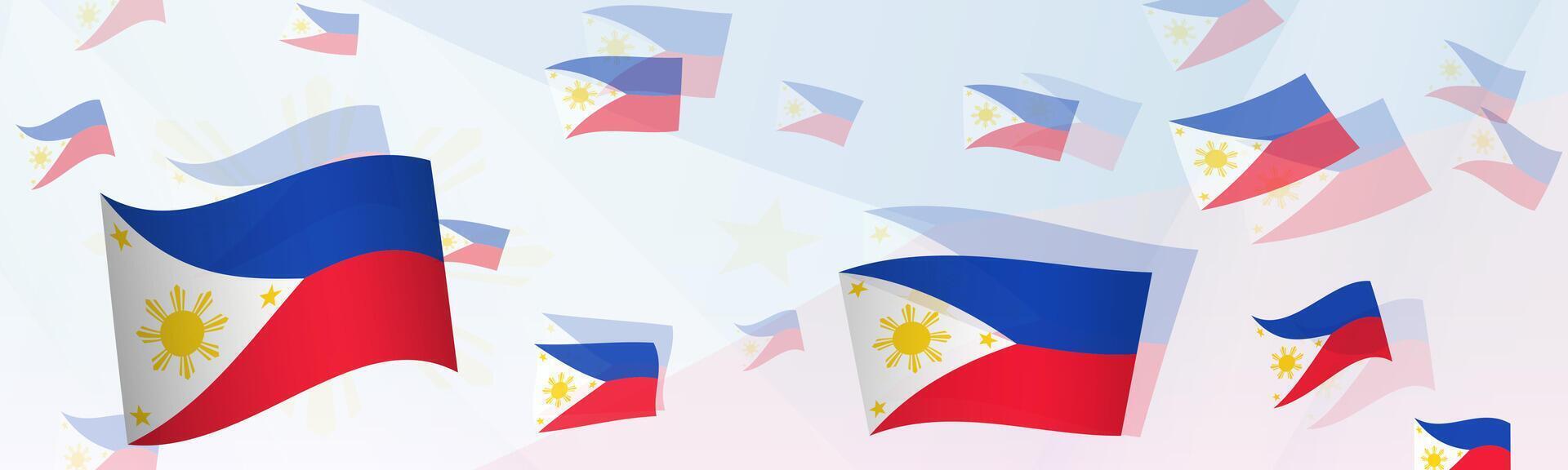 Philippines flag-themed abstract design on a banner. Abstract background design with National flags. vector
