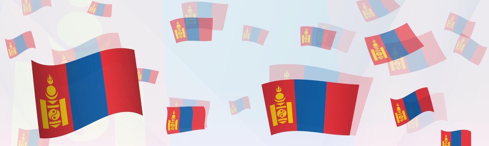 Mongolia flag-themed abstract design on a banner. Abstract background design with National flags. vector
