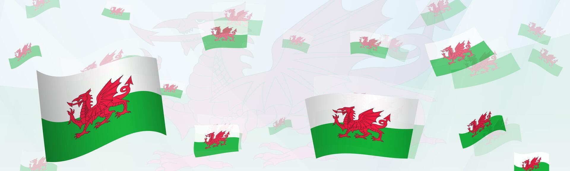 Wales flag-themed abstract design on a banner. Abstract background design with National flags. vector