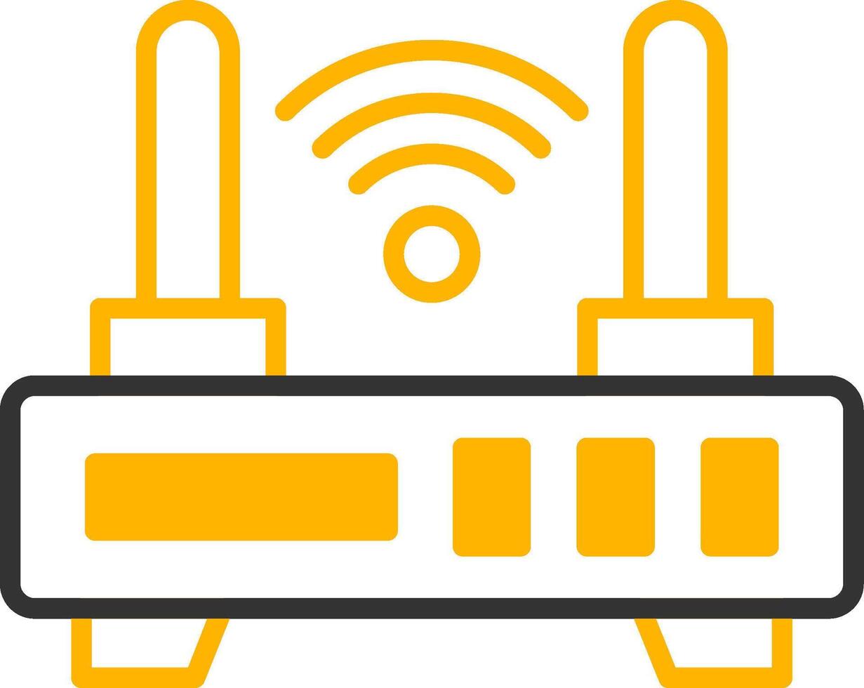 inalámbrico Internet enrutador línea dos color vector