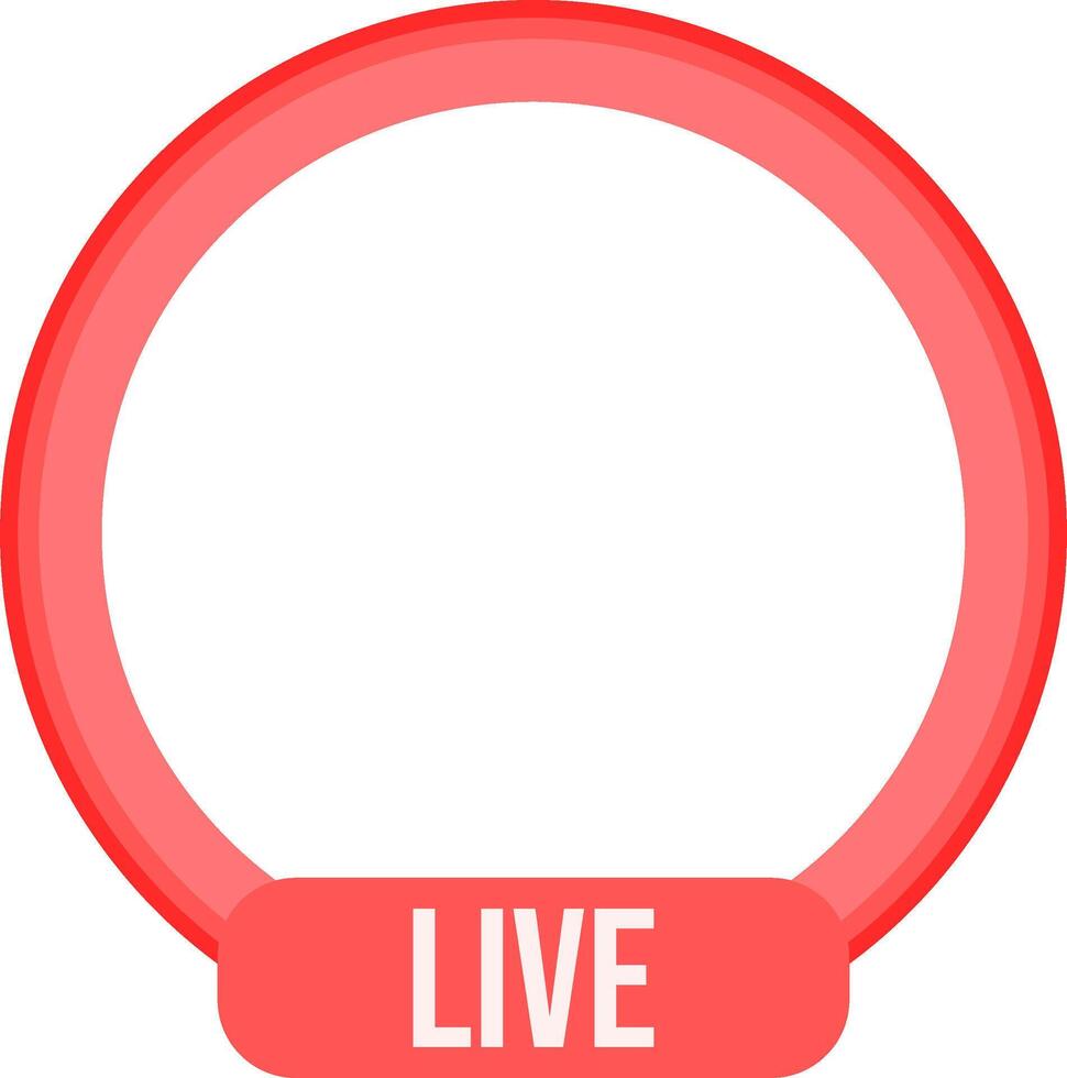 Empty Live Streaming Frame Template. Red Circular Broadcast Overlay for Social Media. vector