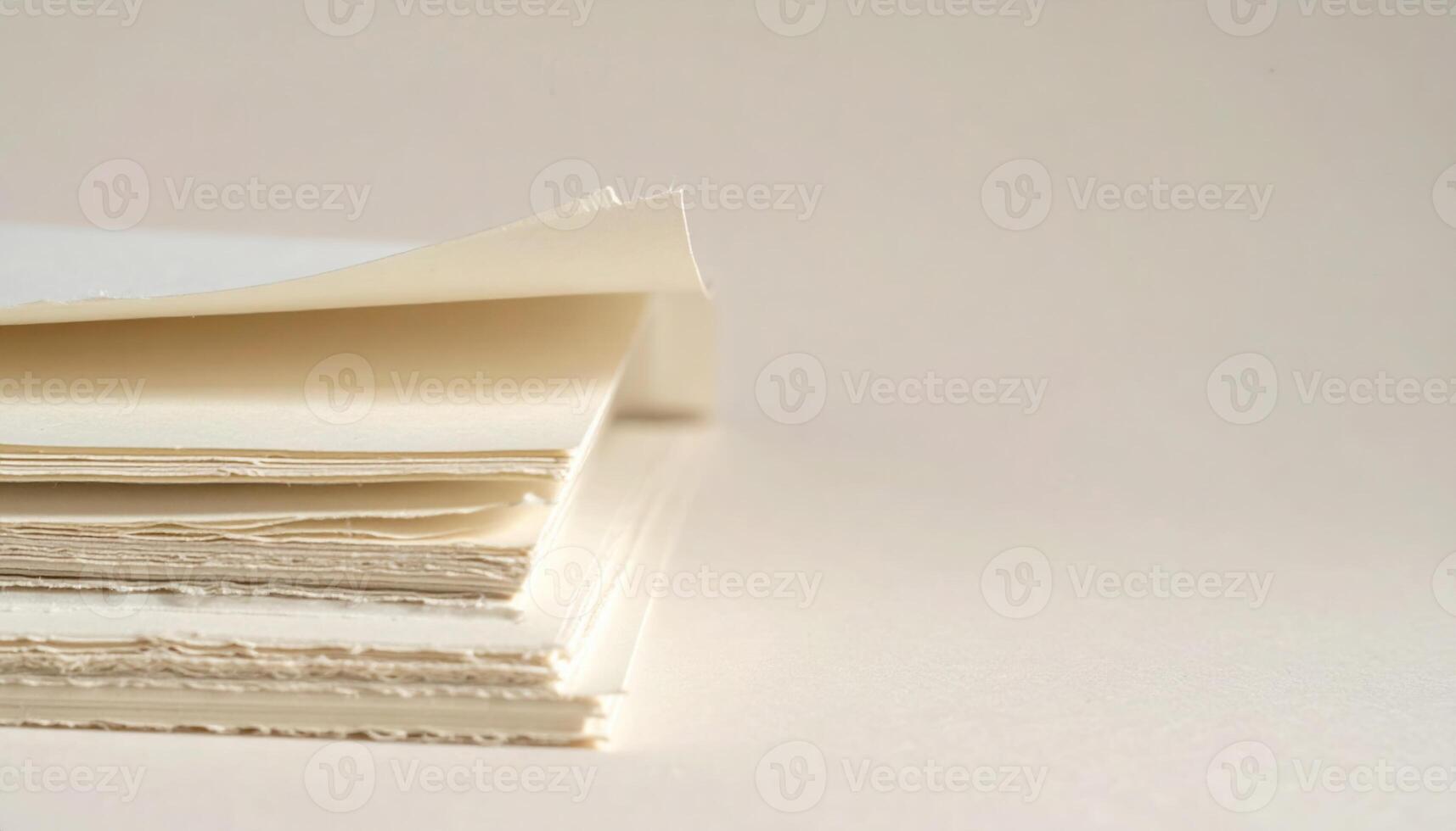 Untitled paper stacks with staggered edges ivory tones wallpaper background representing stationery texture suitable for branding mockup and editorial design photo