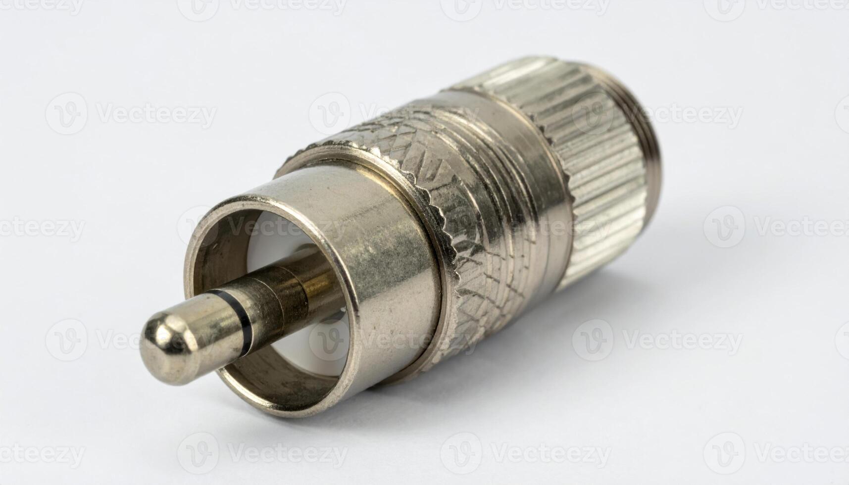 SMA coax connector knurl and thread crest neutral background no brand representing RF connector detail suitable for electronics product design photo