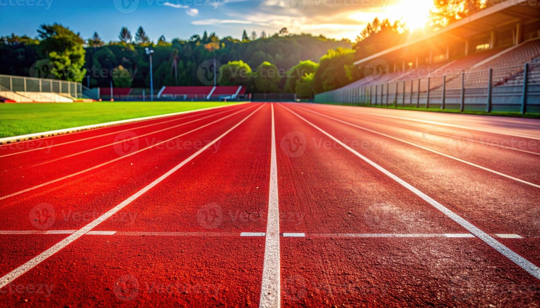 Running track texture with subtle starting marks sporty reds left margin copy representing athletics surface suitable for fitness branding product and design photo