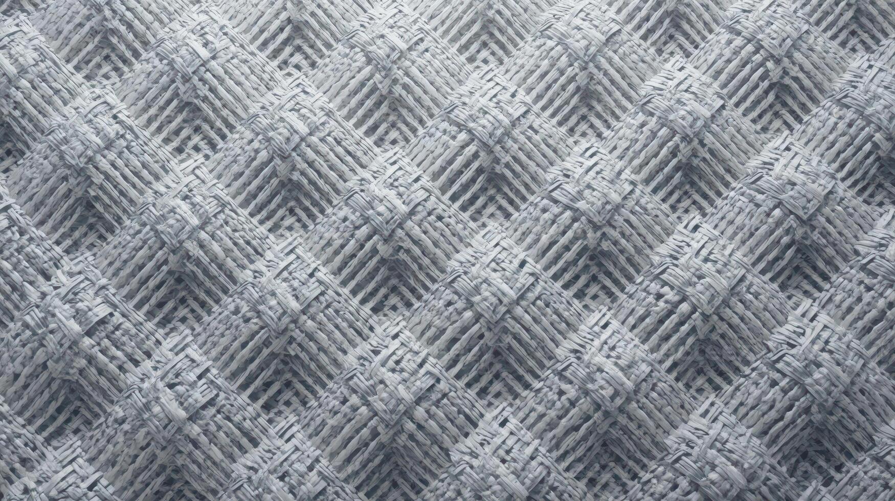 A detailed close-up shows a textured woven pattern with intricate diamond shapes in shades of gray, creating a sophisticated and abstract background design. photo