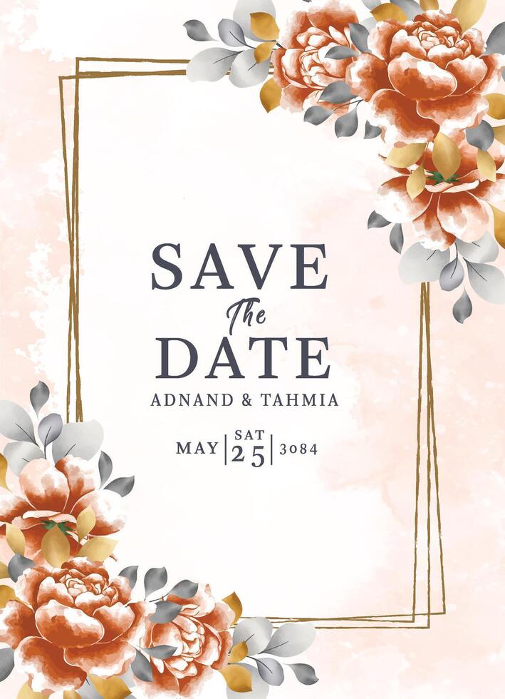 Floral save the date invitation design vector
