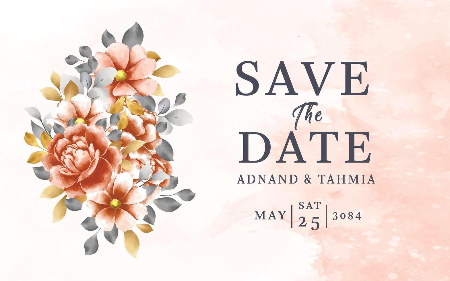 Floral save the date card design vector