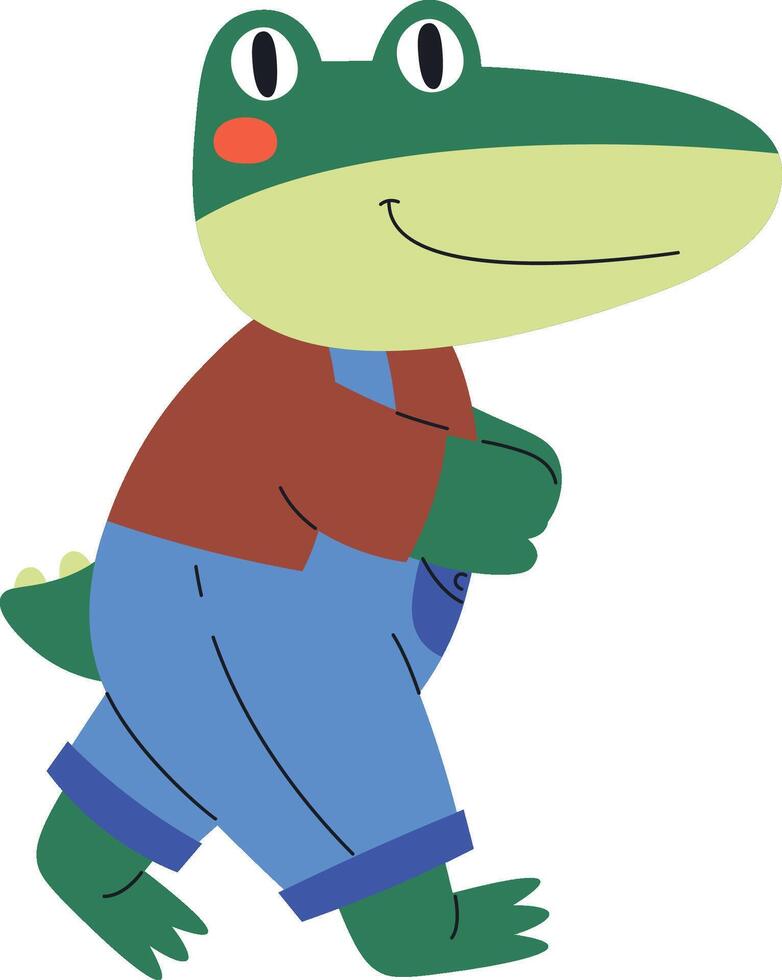 Smiling Alligator in Overalls vector