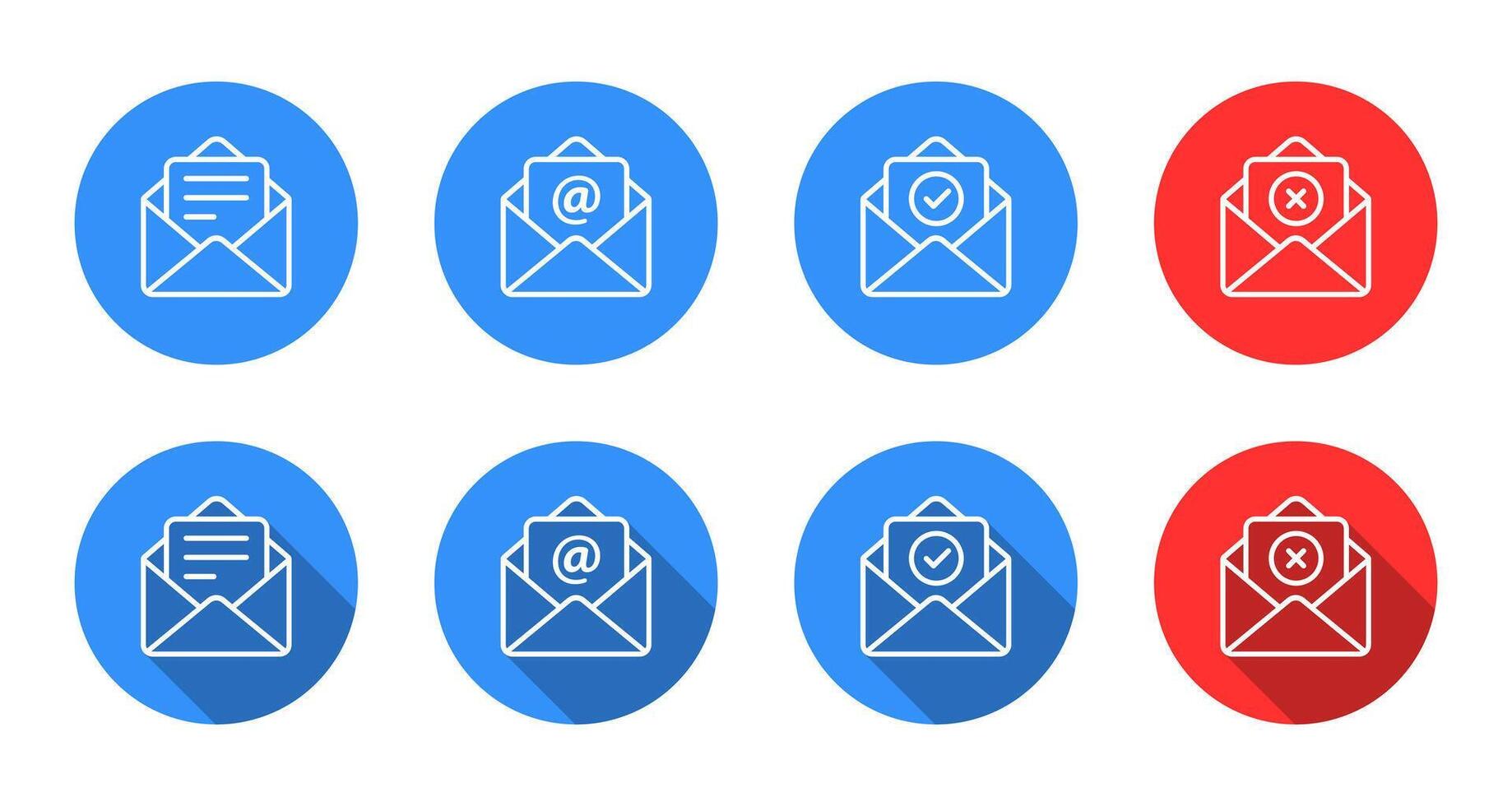 Email envelope icon. Document insert, mail, verified, and failed message symbol vector