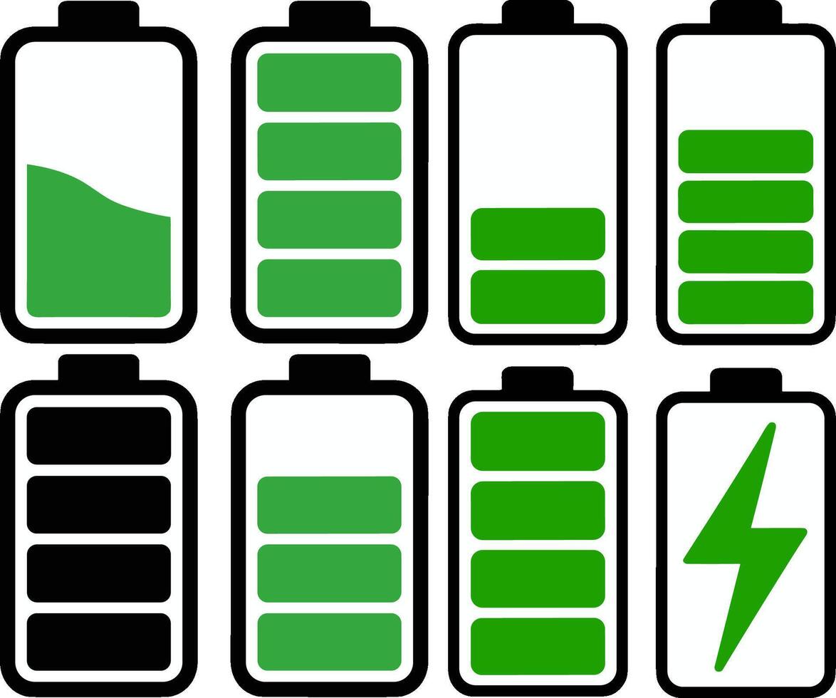 Battery Icon Set Modern Minimal and Scalable Power Icons for UI and Graphic Design vector