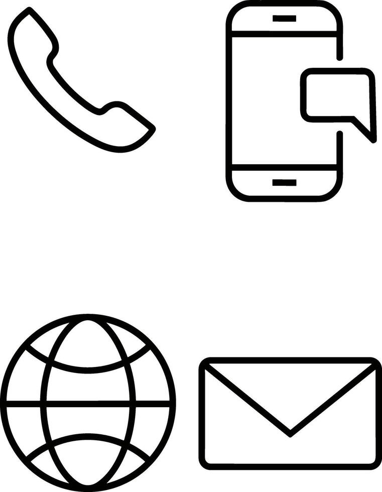 Contact Us Line Icons Set Editable Web Phone Smartphone Globe EMail Support Minimal Communication Symbol Collection vector