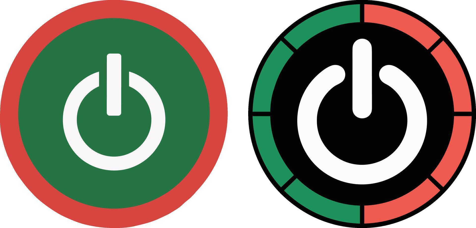 Power Button Circular Icon Green and Red Symbol for On Off Switch vector