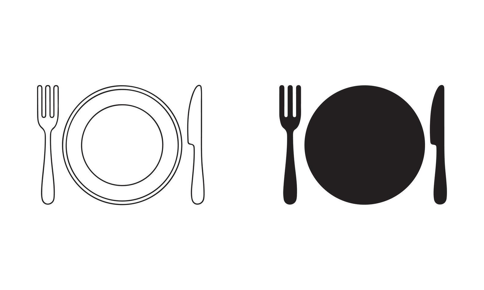 Plate with fork and knife isolated on white background, restaurant serving, dining table setting vector