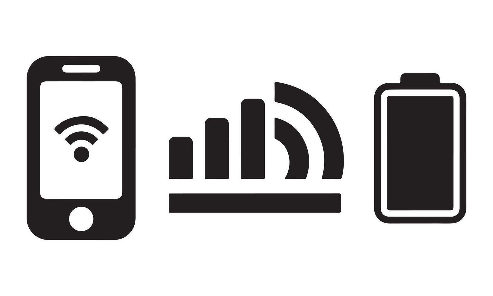 Smartphone with wifi signal, mobile network and battery isolated on white background vector