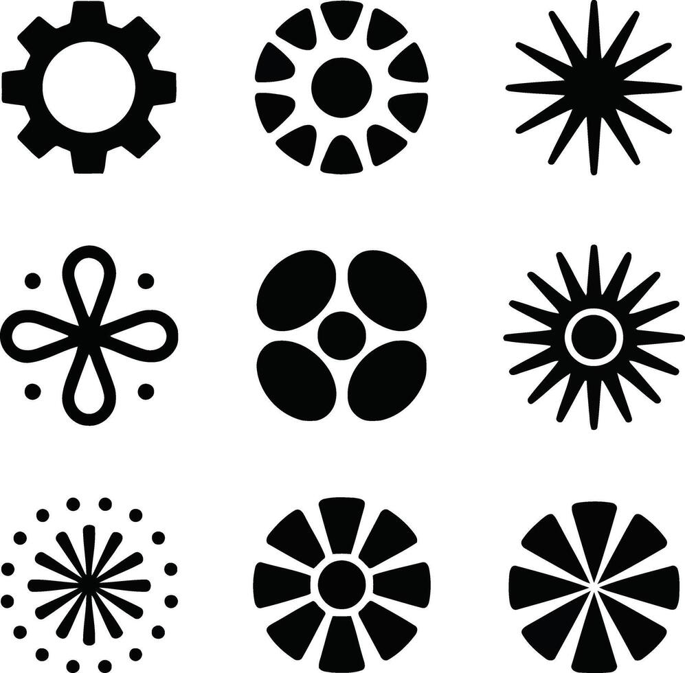 Collection of abstract flower shapes isolated on white background for design vector