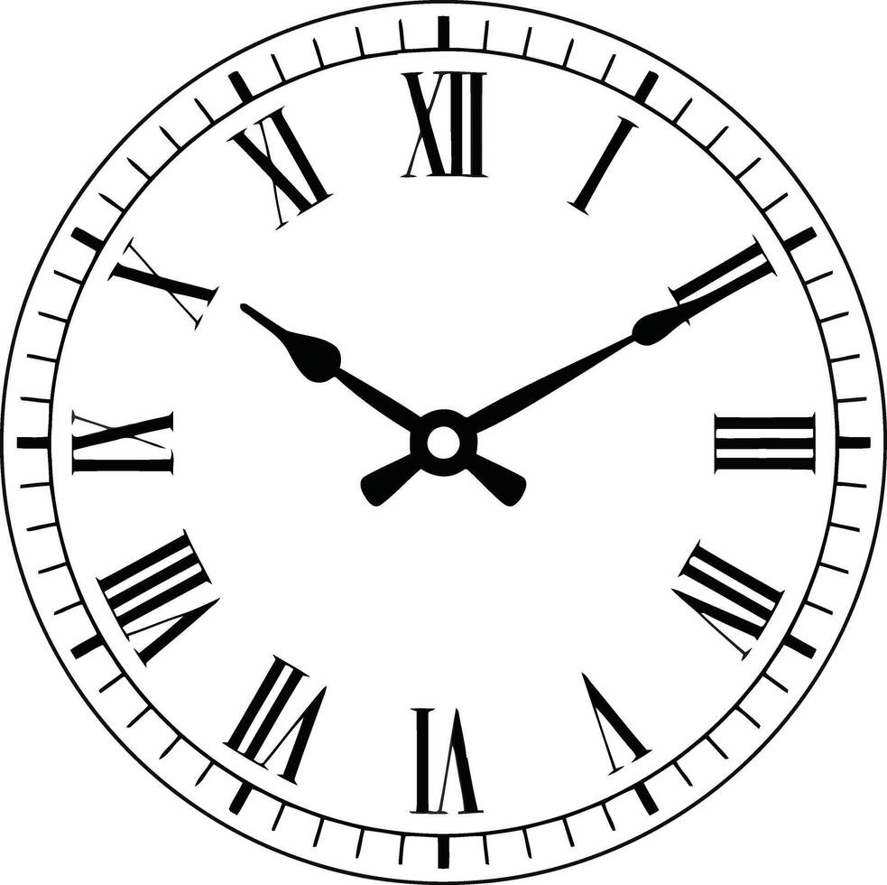 Clock face with roman numerals isolated on white background for projects vector