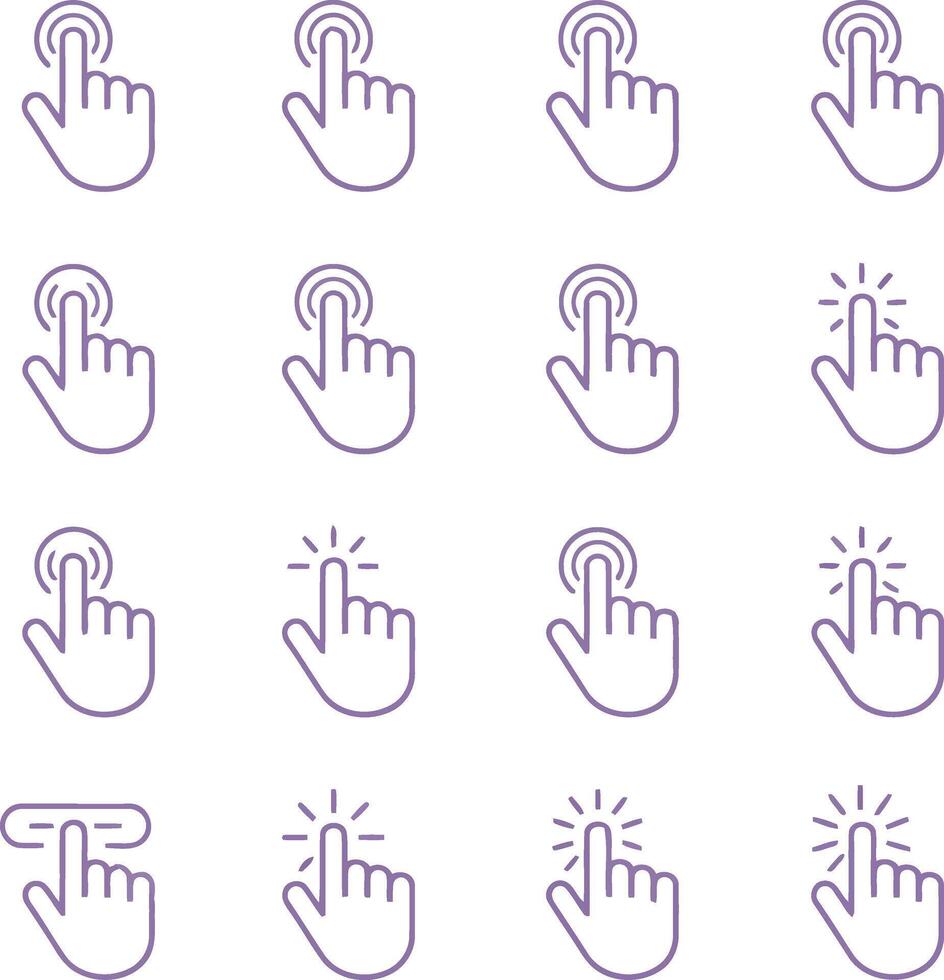 Hand cursor icons isolated on white background for web and mobile interfaces vector