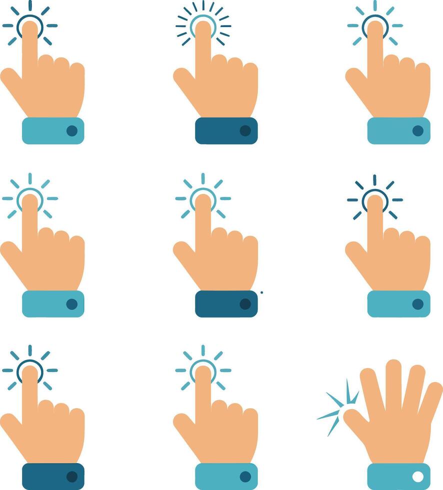 Touch gesture icons set isolated on white background for user interface design vector
